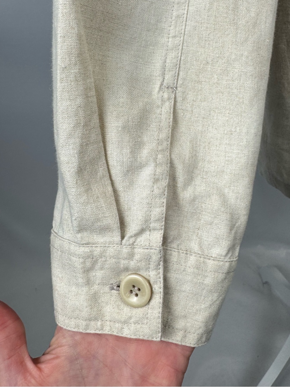 Vintage Pendleton Women’s Beige Linen Button Up Shirt Jacket Shacket Pockets LG - Picture 7 of 11